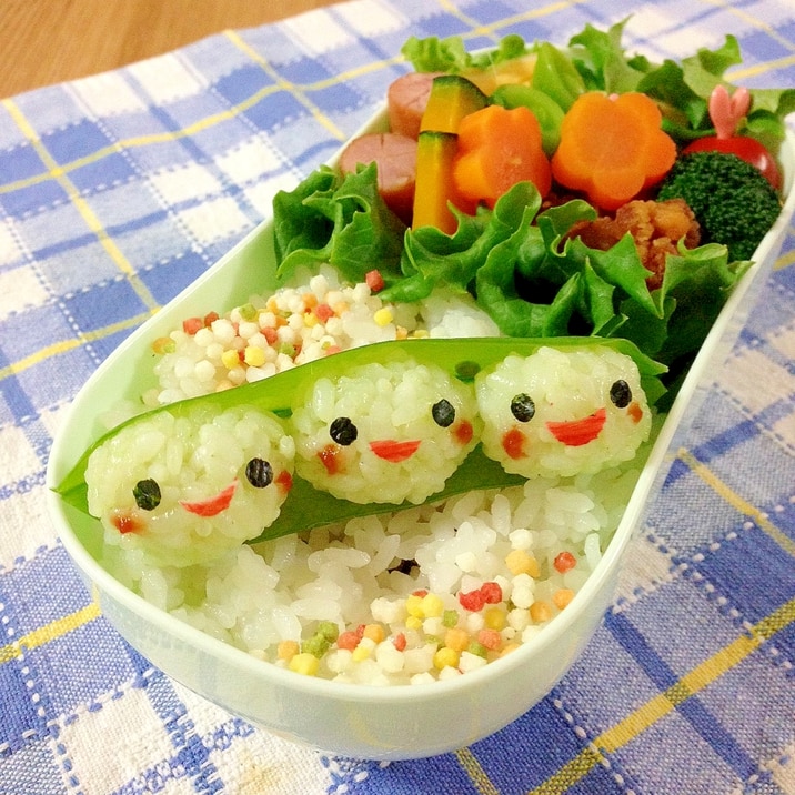 簡単キャラ弁 トイストーリー お豆三兄妹のお弁当 レシピ 作り方 By Cherry05 楽天レシピ